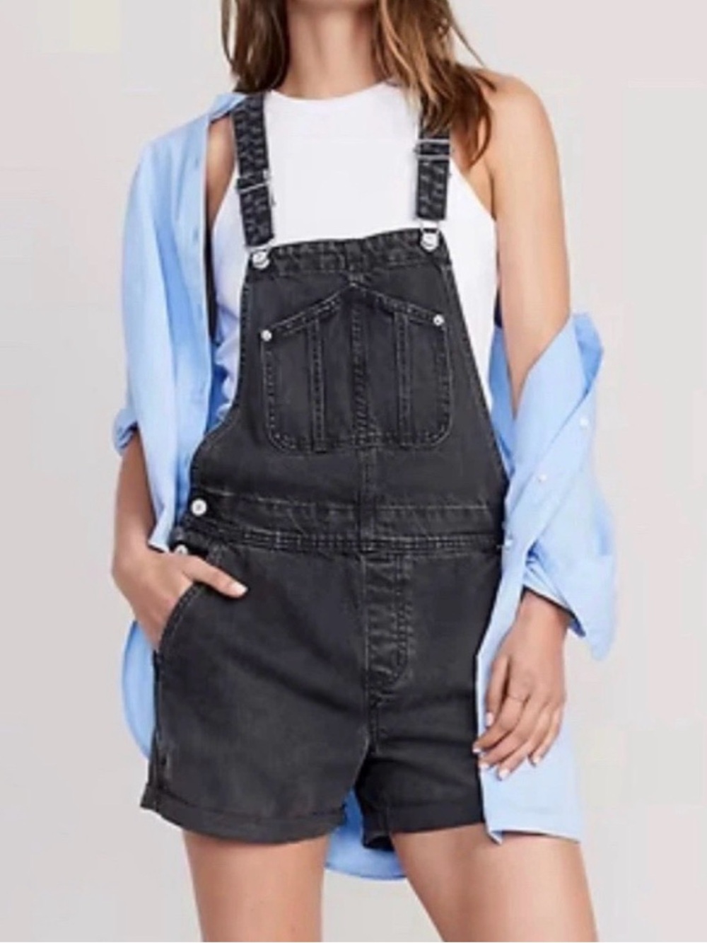Old Navy Black Denim Short Overalls